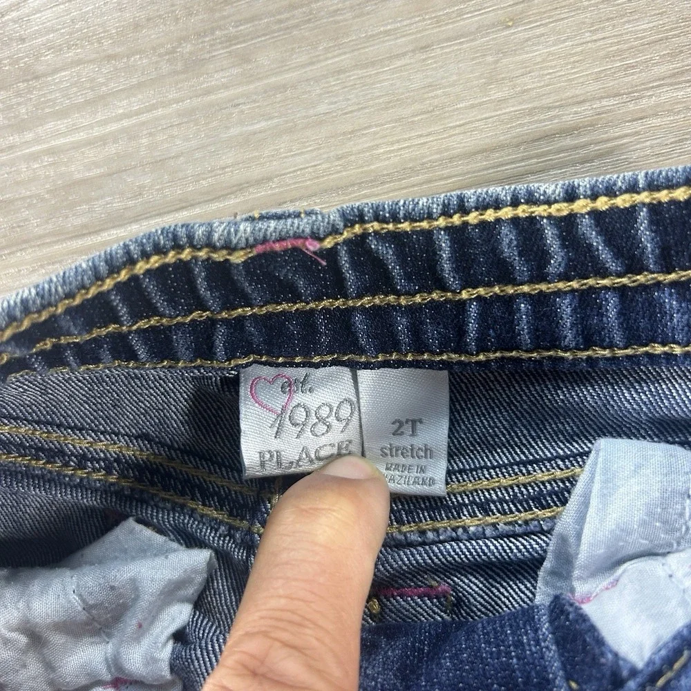 Vtg Est. 1989 The Children's‎ Place 2T Patchwork Straight Cuffed Jeans